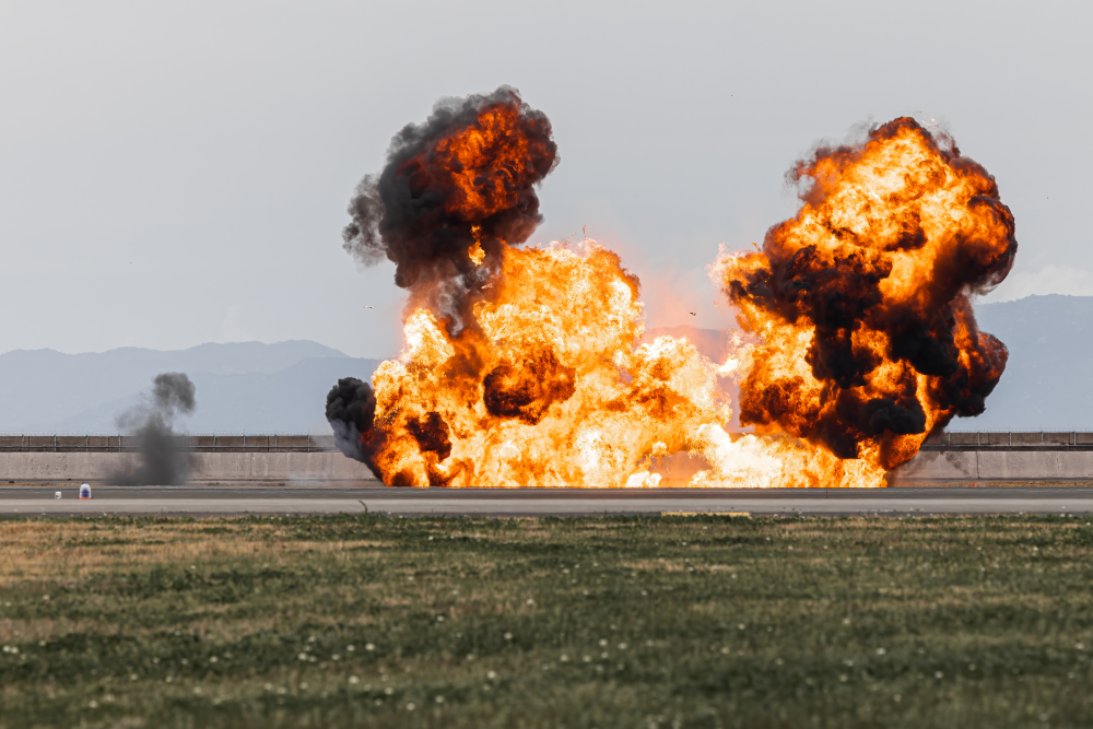 An Explosion in a field.