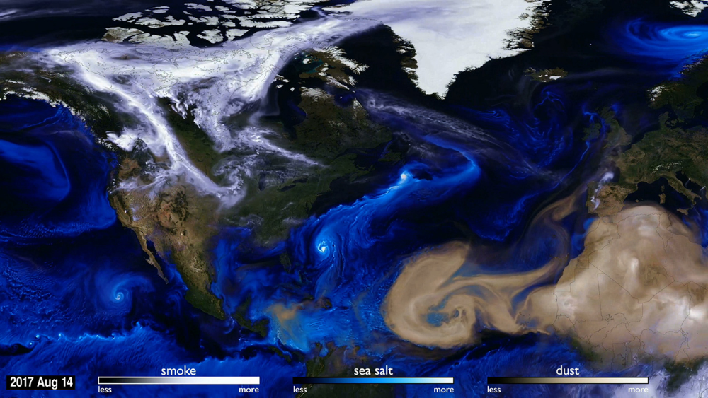 Image of atmospheric activity by meteorological sensors.