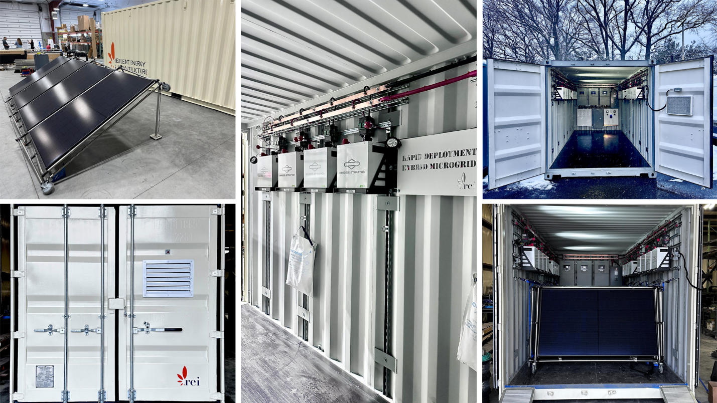 Figure 2. The Built Microgrid With 35-kW ExoSolar, Energy Storage, and Energy Management Systems Integrated Into the Connex (Source: REI).