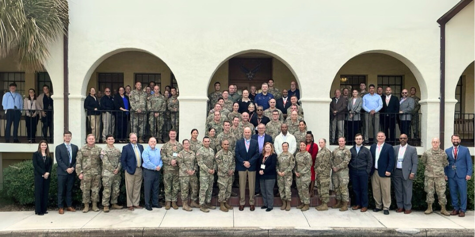 Participants in the inaugural U.S. Army North biological incident tabletop exercise pose for a group photo Dec. 12, 2024, at Joint Base San Antonio-Randolph. (photo credit: USARNORTH Public Affairs Office)