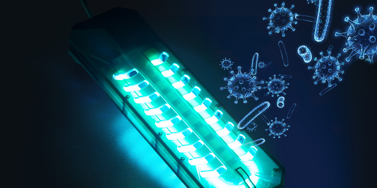 UV-C Light with virus particles