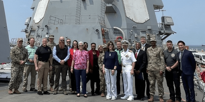 The Joint Program Executive Officer for Chemical, Biological, Radiological and Nuclear Defense (JPEO-CBRND) attended the fielding and demonstration of the Enhanced Maritime Biological Detection (EMBD) system on the USS Truxtun