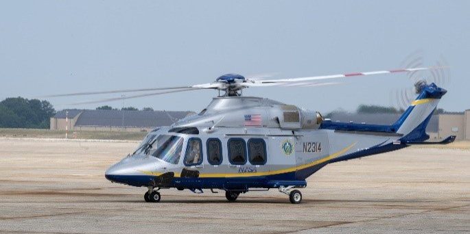 One of NNSA's two new AW139 helicopters taxis on the flight line after arrival at Joint Base Andrews, MD, on June 17, 2024. (U.S. Air Force photo by Senior Airman Matthew-John Braman)