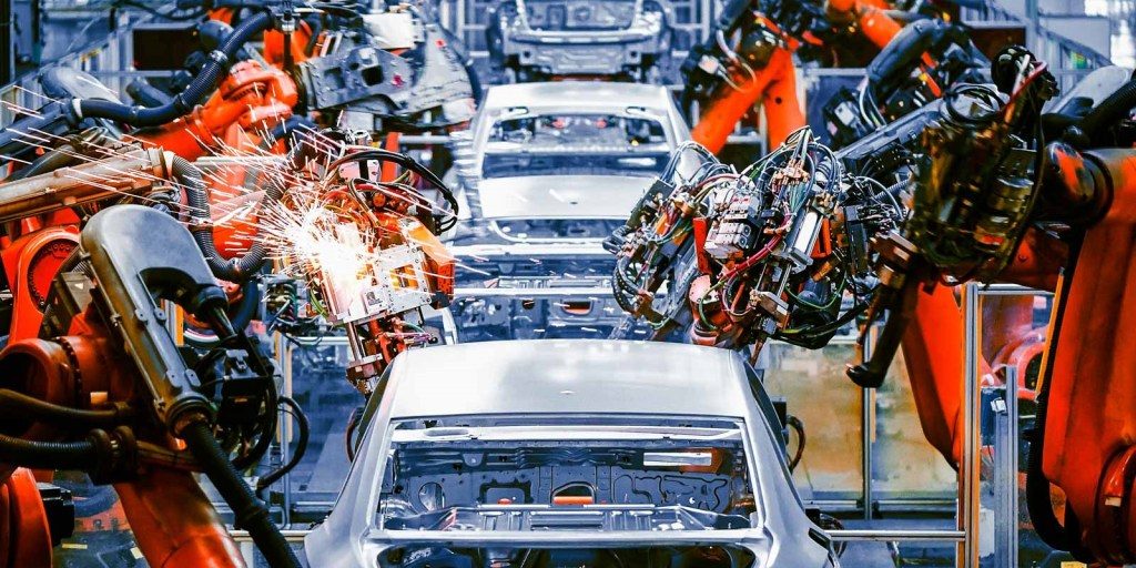 The welding arm of an automobile production line (image by Shutterstock/Jensen).