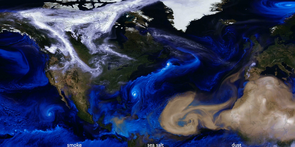 Image of atmospheric activity by meteorological sensors.