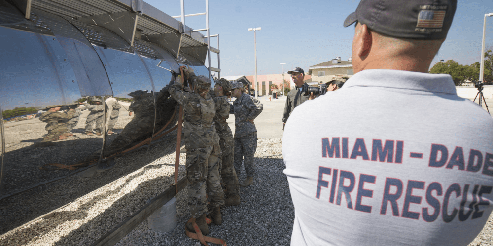 Fire Rescue professional supervises training of military personnel