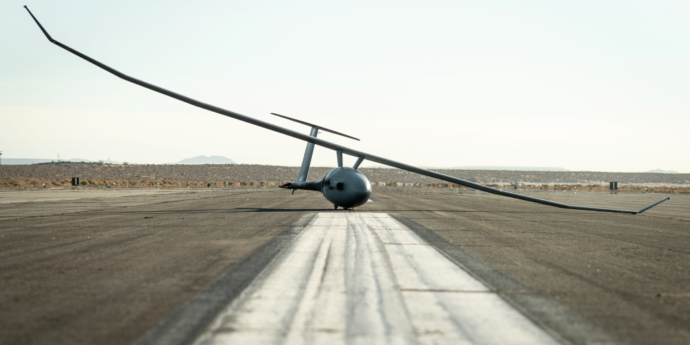 image of a drone on an airstrip.