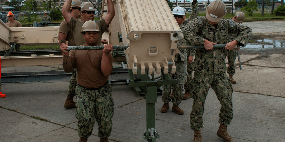 Navy Seabees training on bridging operations.