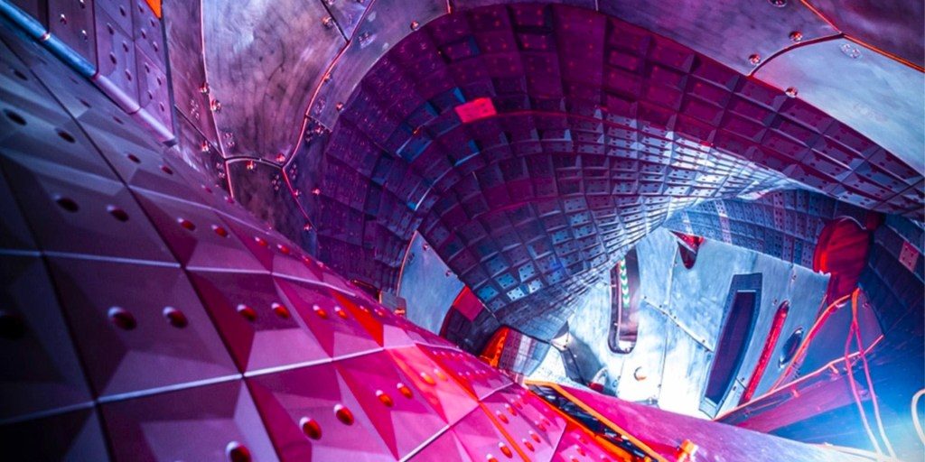 View inside the vacuum vessel of the Wendelstein 7-X in Greifswald, Germany. (Photo credit: Jan Hosan / Max Planck Institute for Plasma Physics)