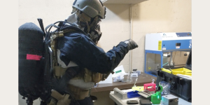 soldier in cbrn ppe