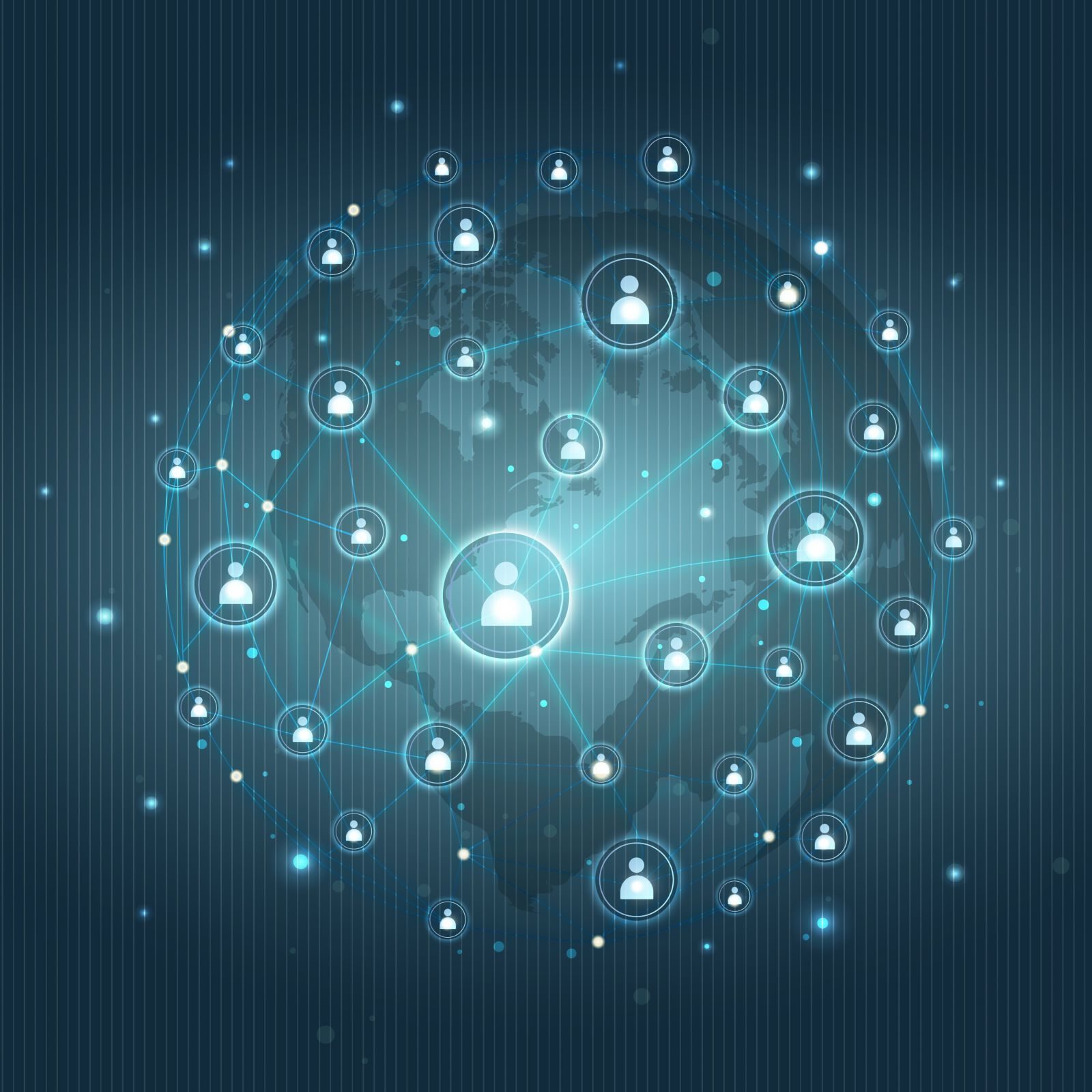 image of globe with people icons with network connection lines all across it